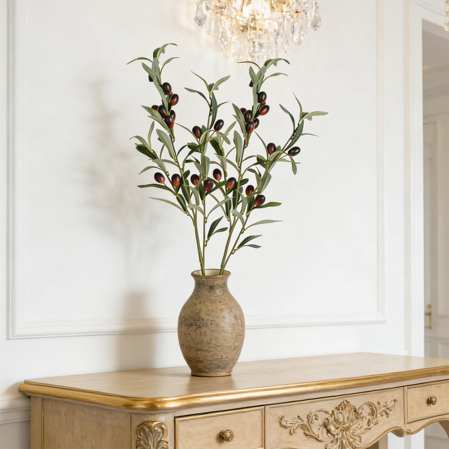 2pcs Olive Branch Artificial Plants Greenery Stems Faux Olive Branches for Va…