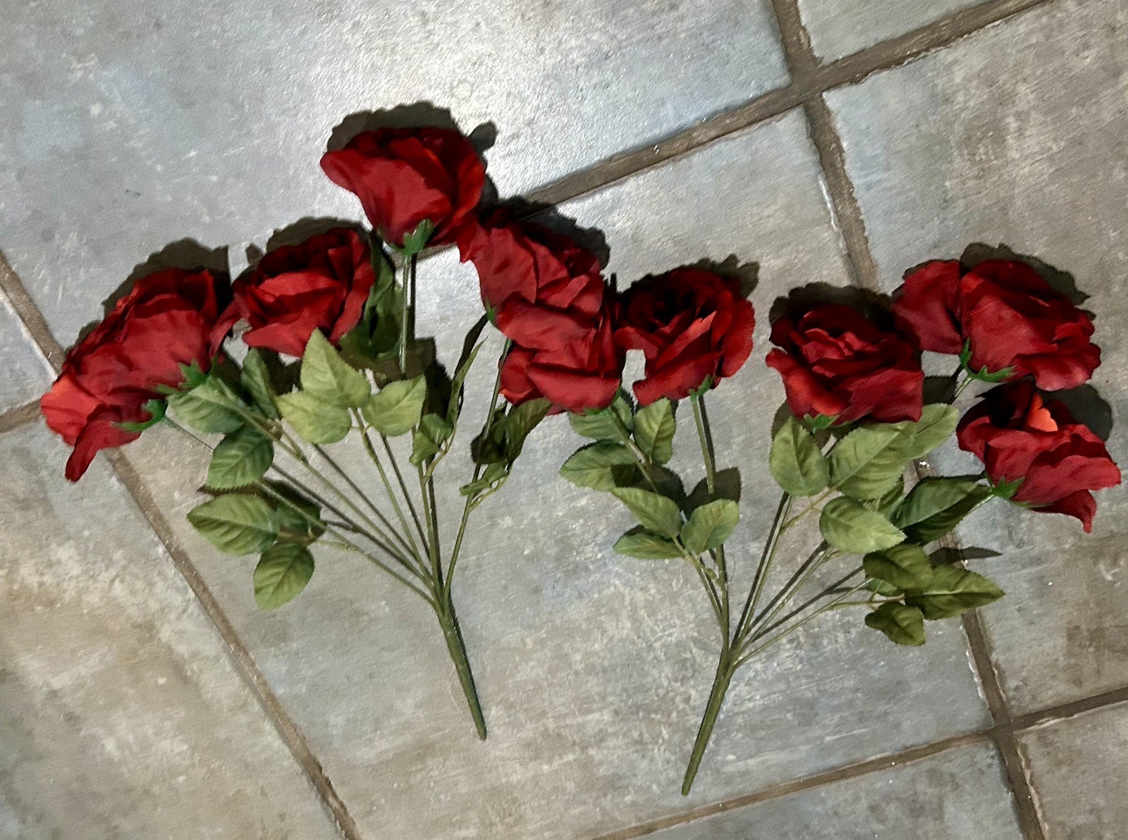 Artificial Rose Flowers Bouquet Burgundy 10 Blooms Long Stem Red Roses Bouquet