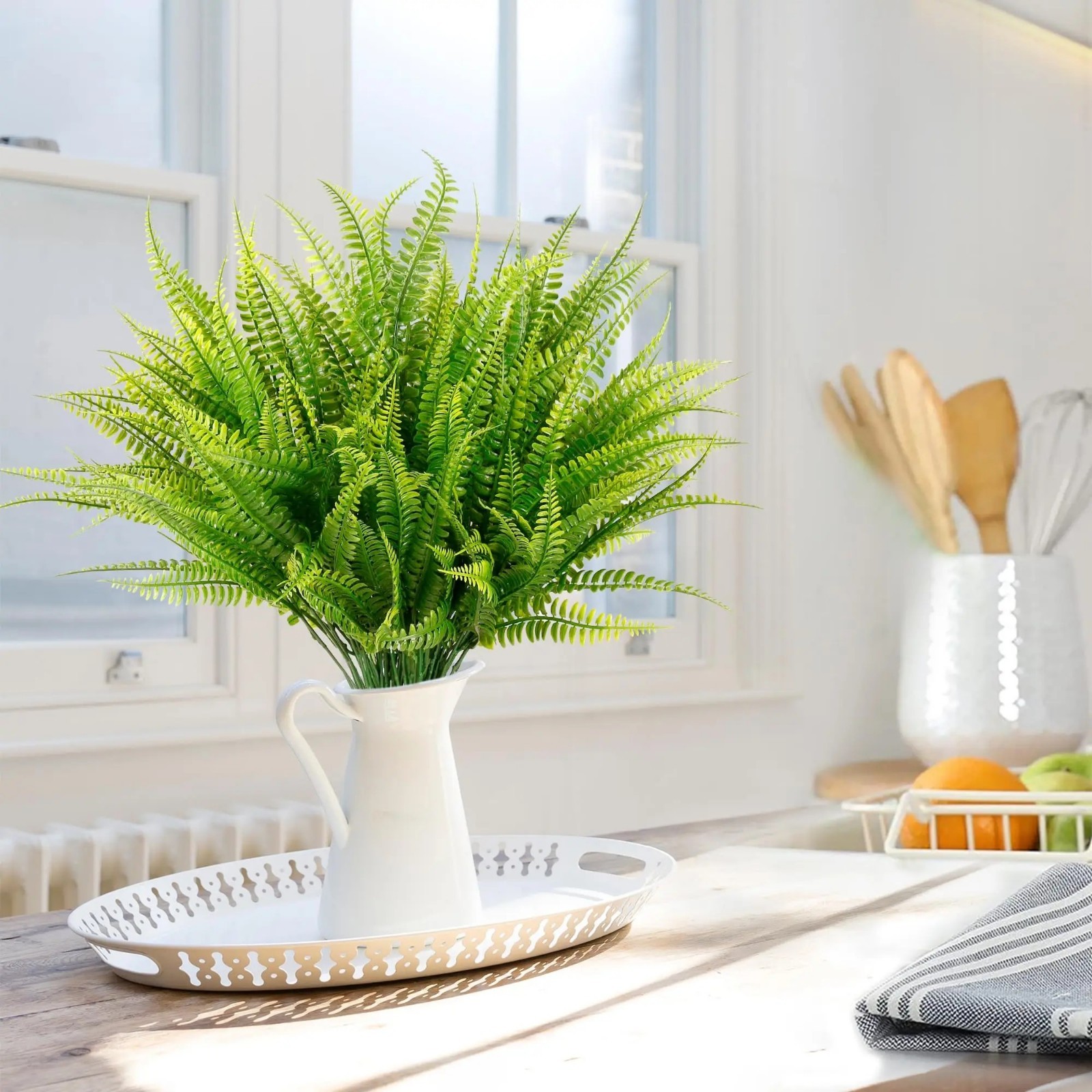 4 pieces Larksilk Large Artificial Fern Plant Silk UV resistant indoor/outdoor