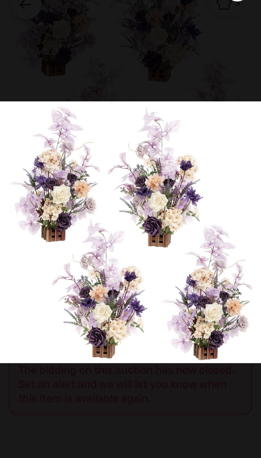 5 Artificial Rose Floral Arrangement & Centerpiece Table Decor Purple Lavender