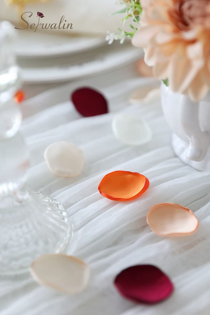 500PCS 4 Color Mix Silk Rose Petals Burgundy Gold White Orange Wedding Aisle