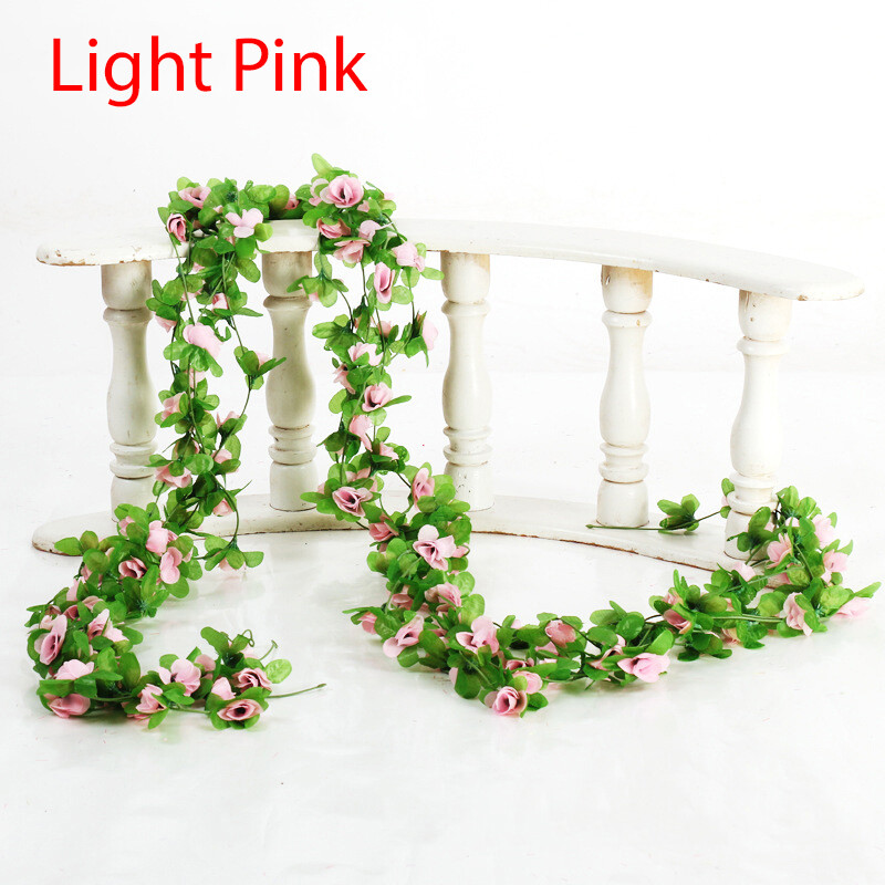 1PCS Silk Rose Artificial Flowers Vine Garland Fake Ivy Arch Hanging Fake Plant