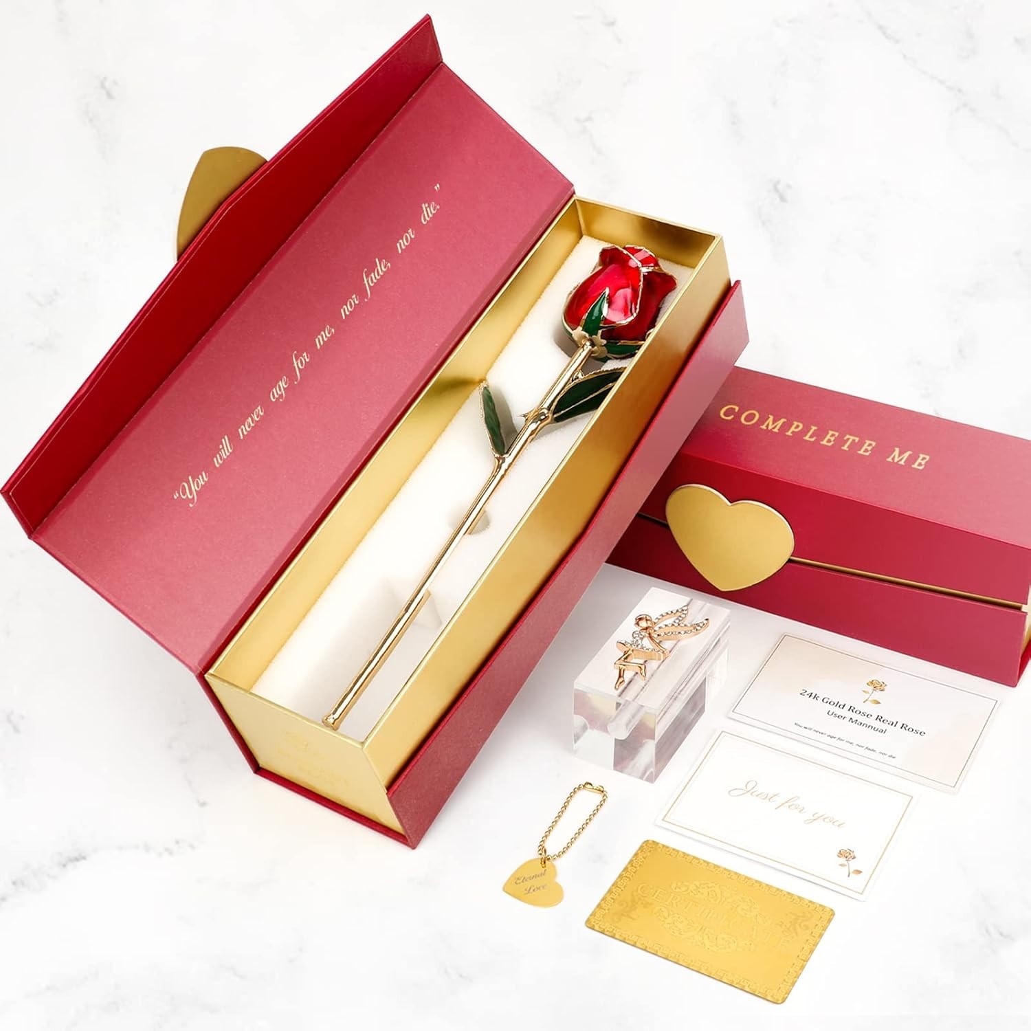 Valentine Gift Real Rose Dipped 24K Gold ，Best Valentines Rose Gift for Her Wife
