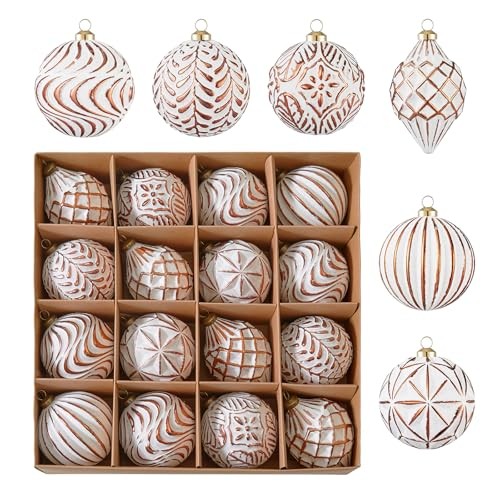16Pcs Vintage Rustic Christmas Ball Ornaments – Large Shatterproof Bronze