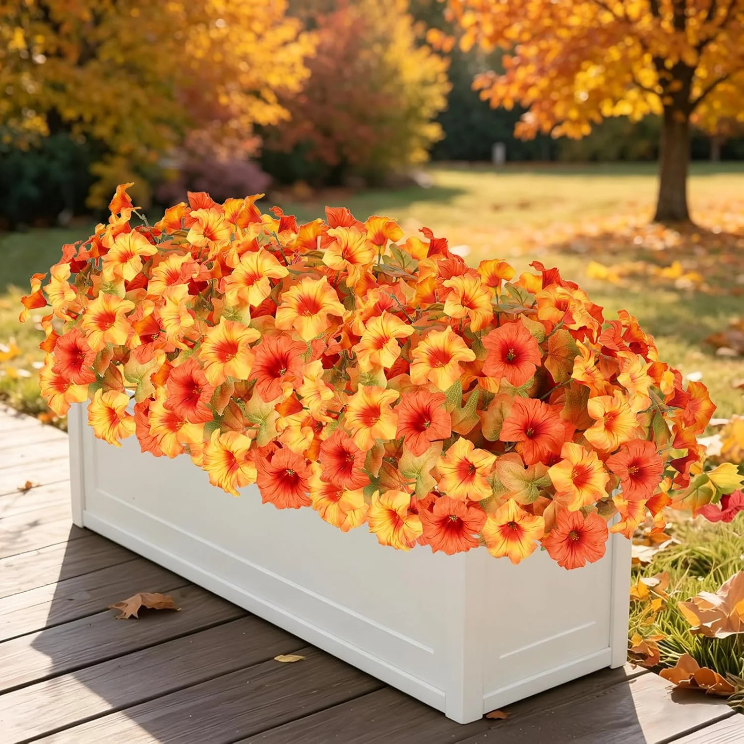 Artificial Fall Flowers for Outdoors, Faux Petunias Autumn Decoration, Fake Flow