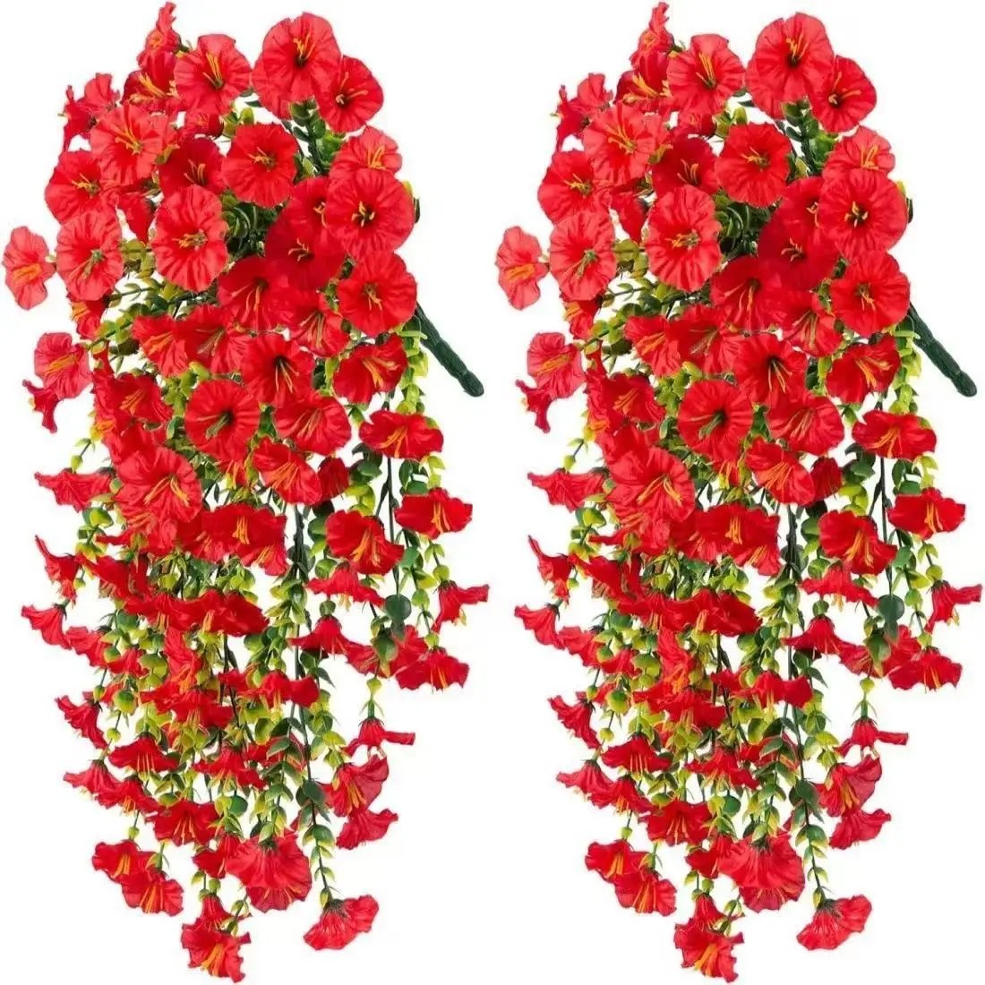 2-4PCS Artificial Morning Glory Vines UV Resistant Hanging Flowers Outdoor Decor