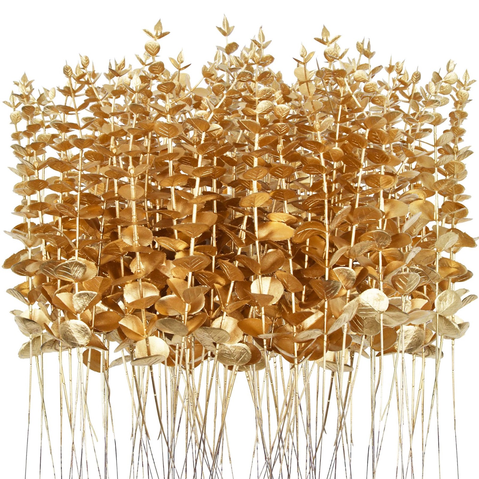 96 Pcs Gold Eucalyptus Stems Faux Greenery Leaves Bulk Artificial Eucalyptus …