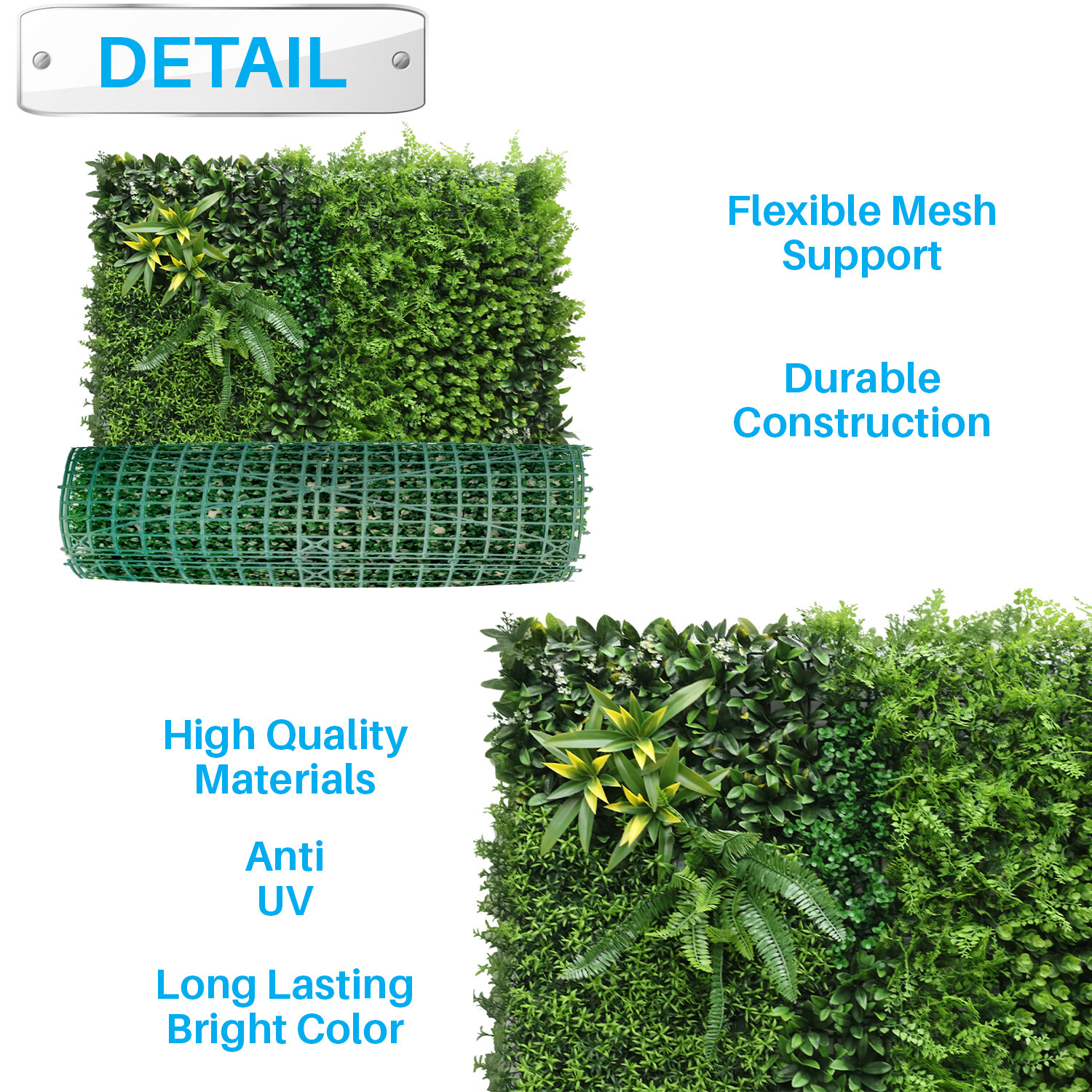 40 Inch 3D Artificial Boxwood Wall Hedge Mat Panels Outdoor Grass Fence Style#3