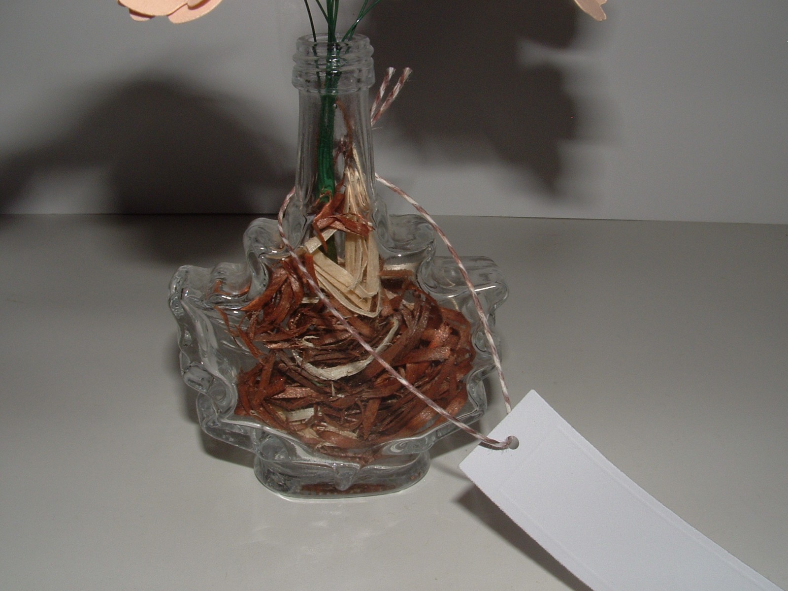 Paper Handmade Fall Flower & Leaf Bouquet, Leaf Shape Upcycled Vase, Gift Tag