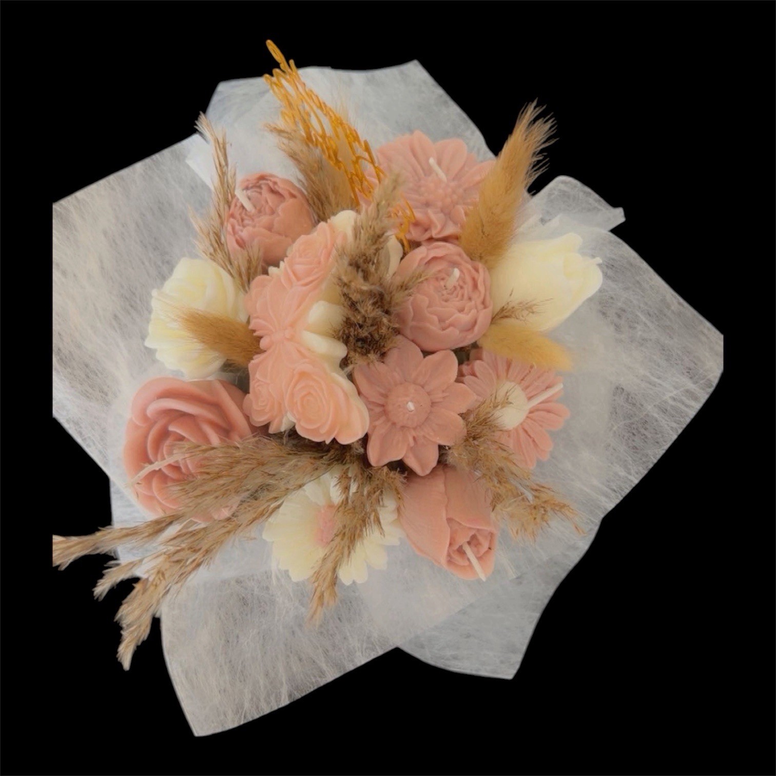 Candle Rose Hat Box Arrangement Centerpiece Pink White Beige Birthday Pick