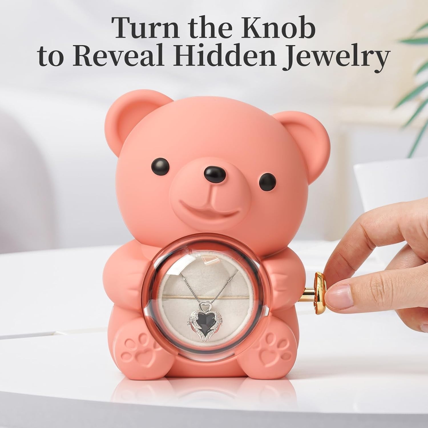 Real Preserved Rose Teddy Bear with Jewelry Compartment