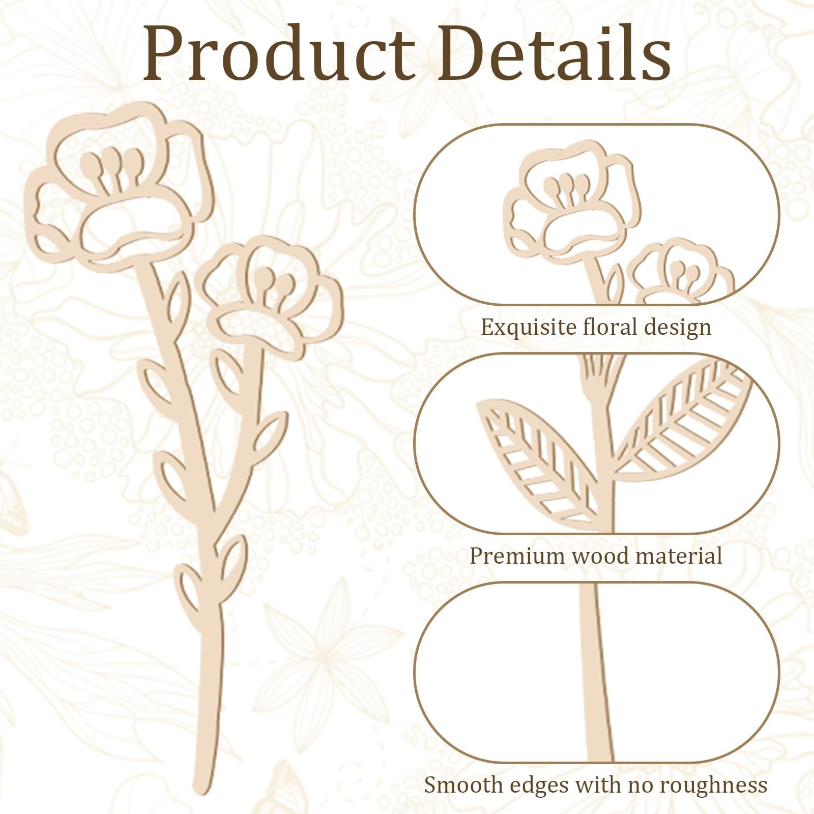 16 Pcs Wooden Wildflower Decor Set, Wooden Flowers for Crafts Boho Wall Decal…