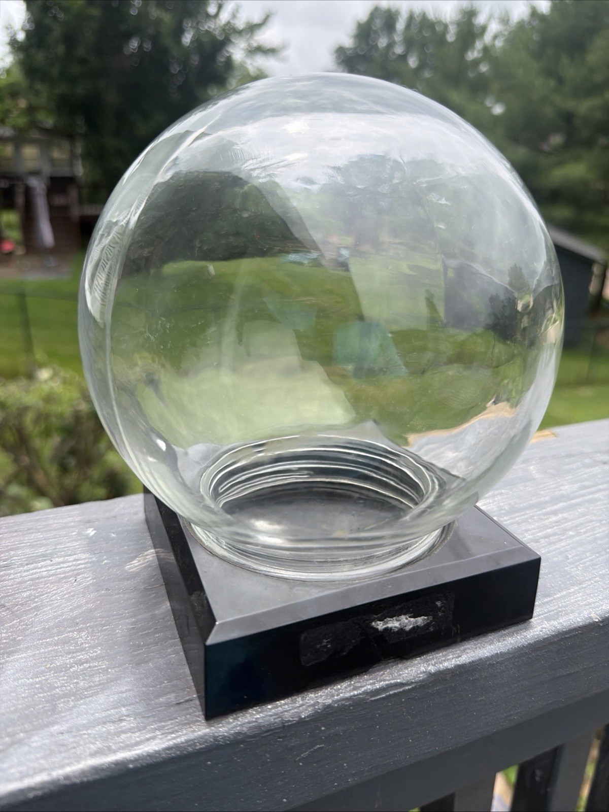 Clear Glass Bowl Of Beauty Globe, Plastic Screw On Base 6” x 7” Terrarium