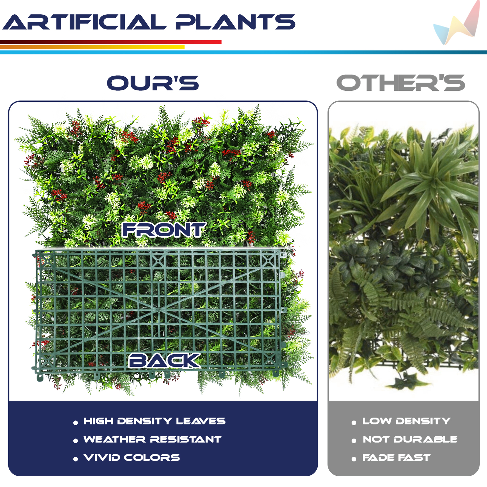 20″x20″ Artificial Faux 3D Mix Leaf Privacy Fence Screen Decor Panel Hedge V16