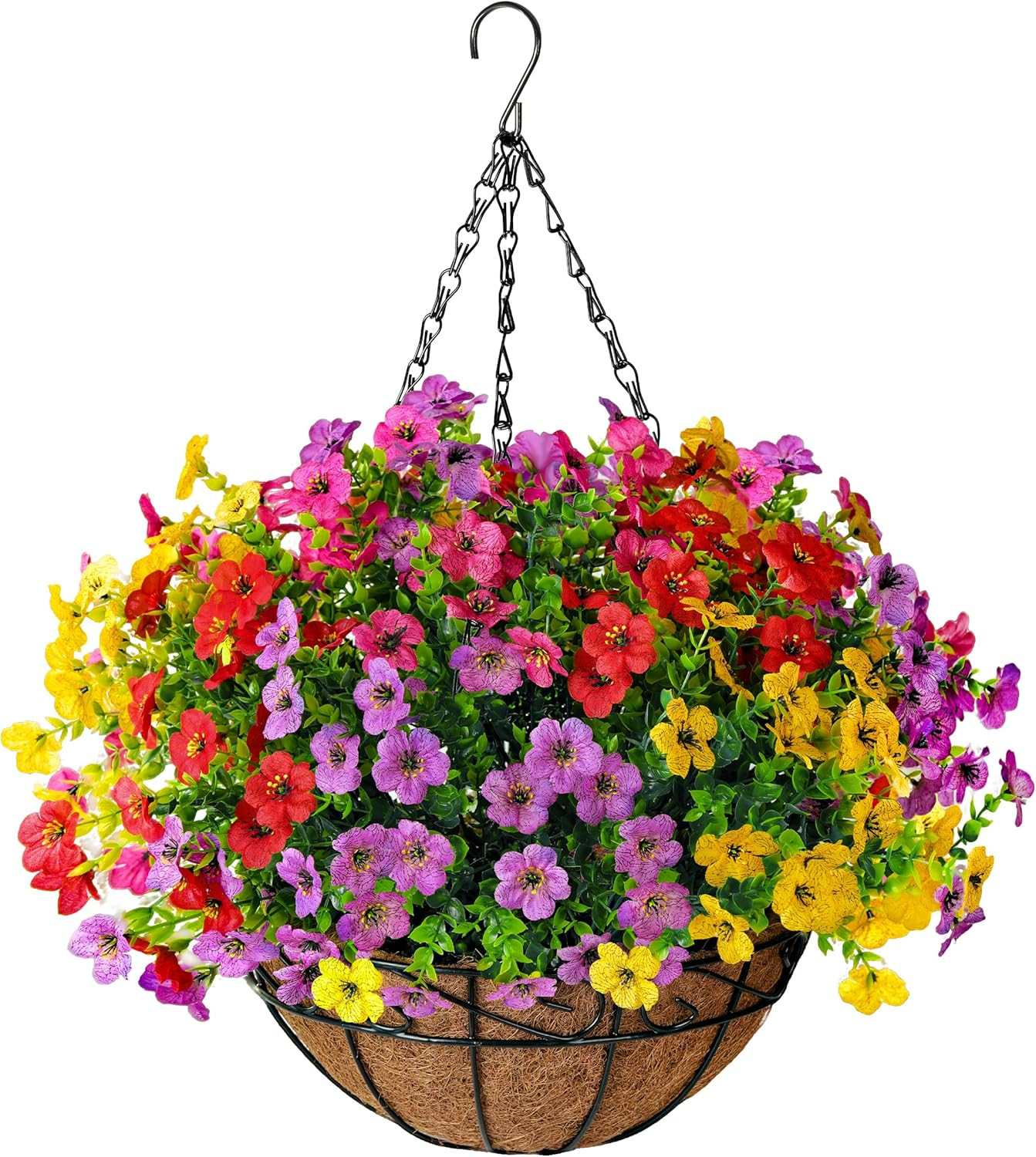 Artificial Faux Fake Hanging Flowers Plants Basket for Summer Outdoor outside De