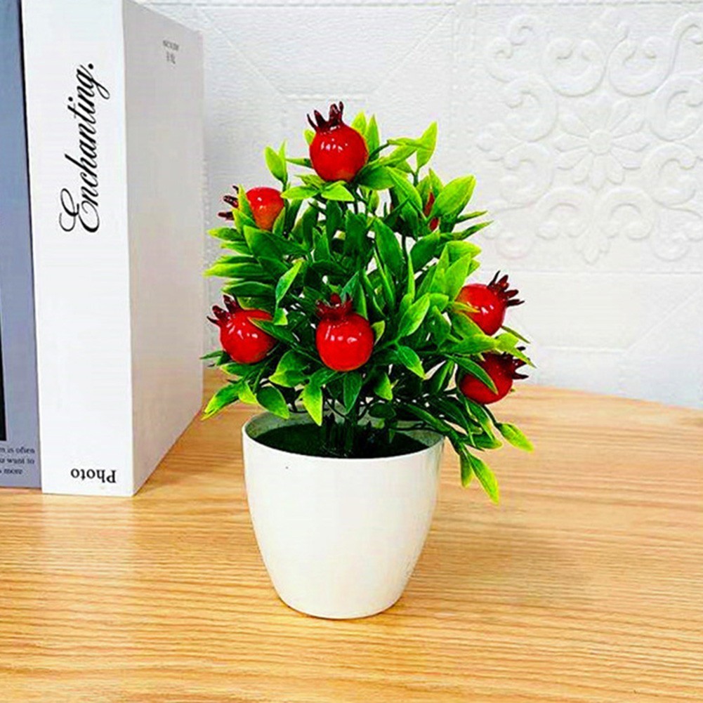 Fake Flower Pot Red Fruit Orange Pomegranate Plastic Foam Artificial Fruit