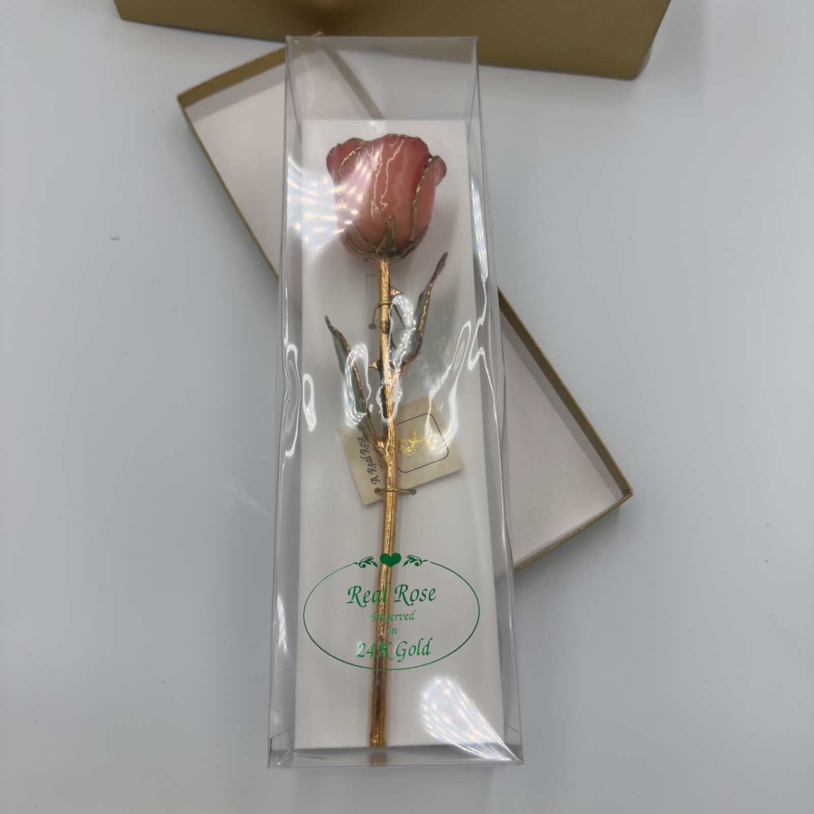 24K gold Dipped REAL Rose “Sunset” pink & orange The Original Since 1981