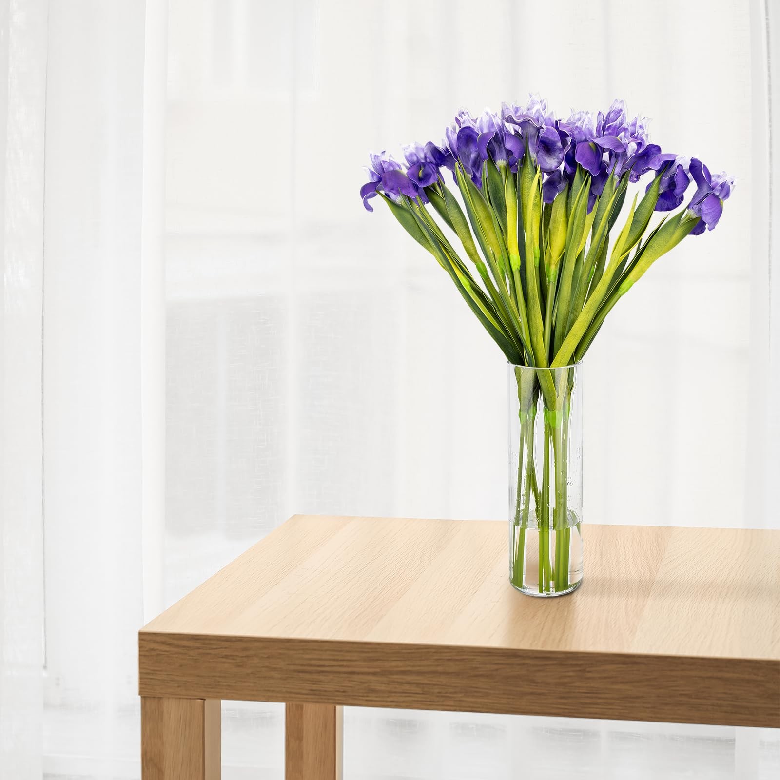 OBDXZHC 6 Pcs 23.6”Artificial Iris Flowers Real Touch Faux Long Stems Fake Pu…