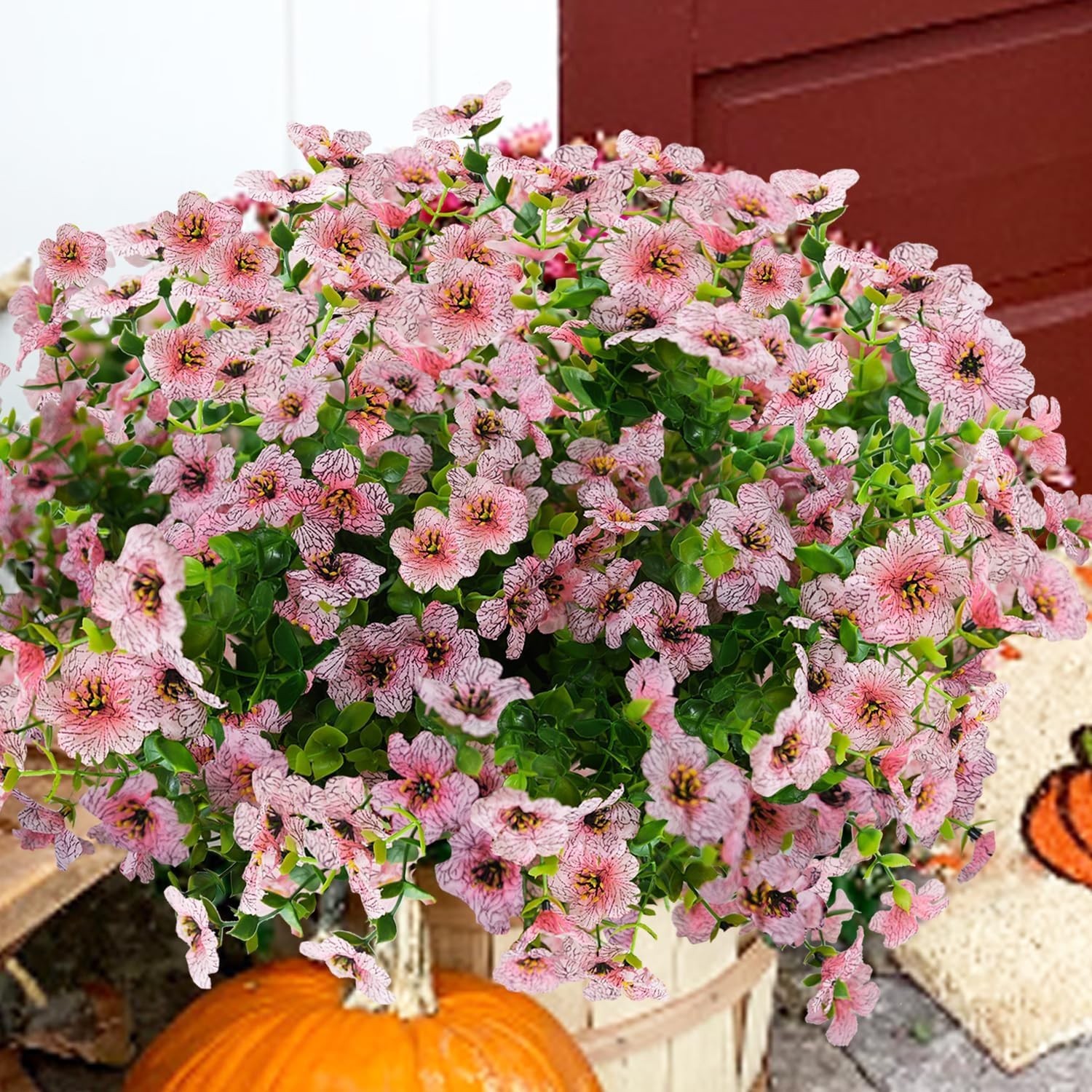 20 Bundles Artificial Flowers, UV Resistant Faux Silk Outdoor Planter Decor