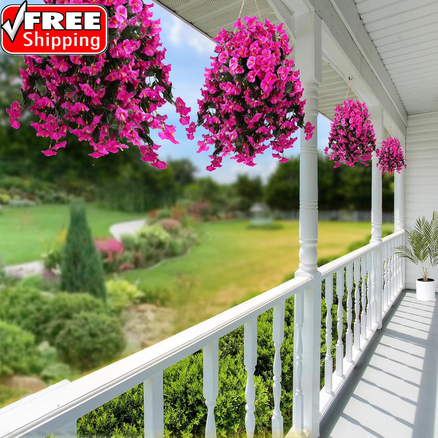 Artificial Fake Hanging Flowers Plants for Outdoor outside Spring Summer Decorat