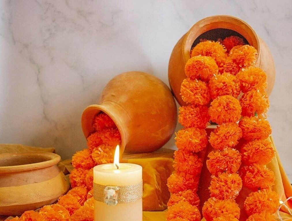 20 PC Lot Artificial Marigold Flower Garlands Diwali Indian Wedding Decoration