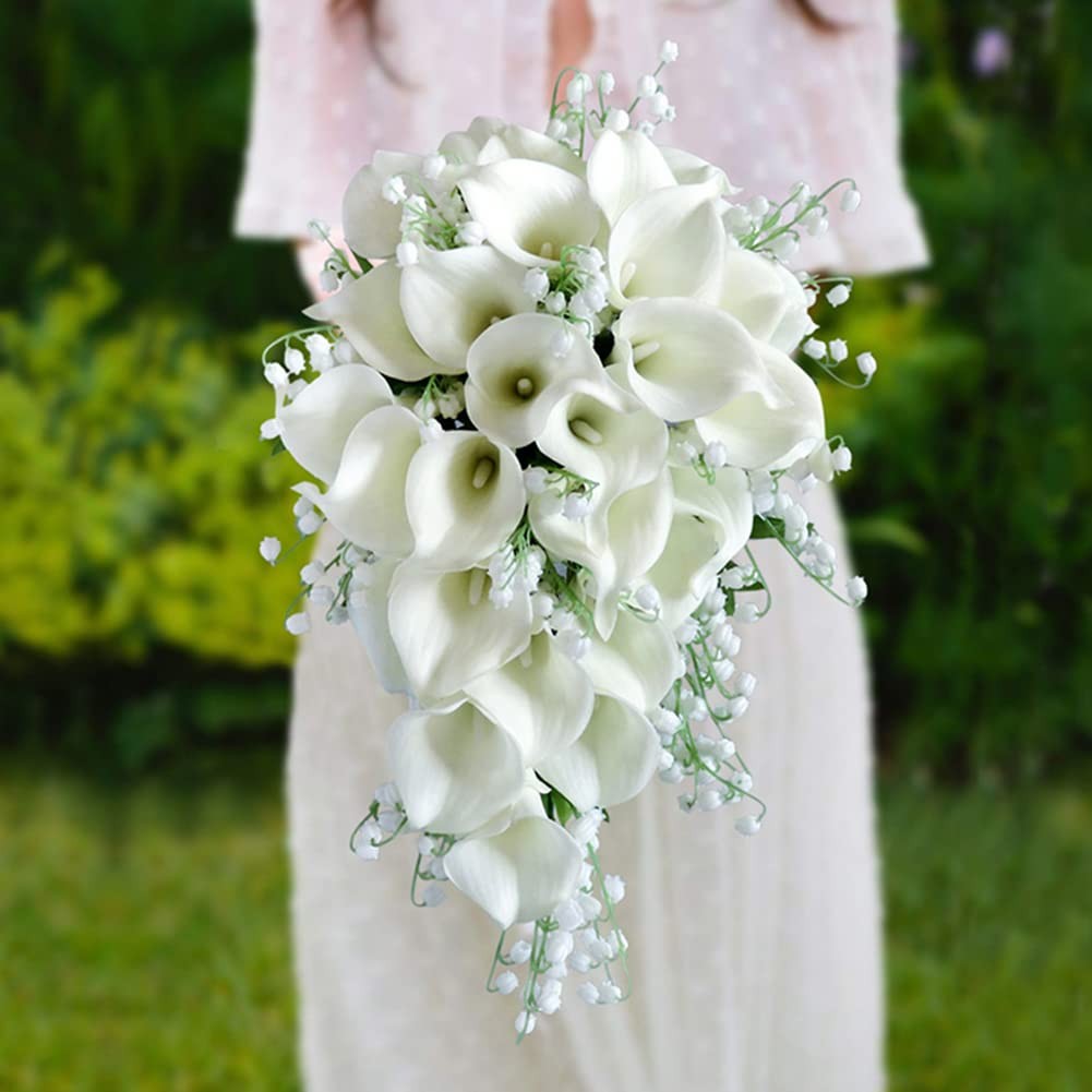 Wedding Bouquet – Bridal & Bridesmaid Artificial Calla Lily Bouquets, Water D…
