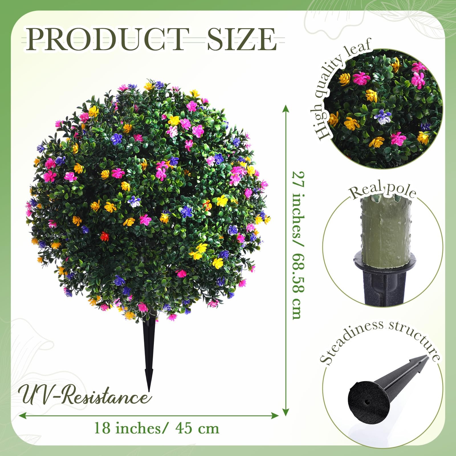Set of 2 Artificial Boxwood Topiary Ball Tree Fake Bushes Shrubs Outdoor Faux…