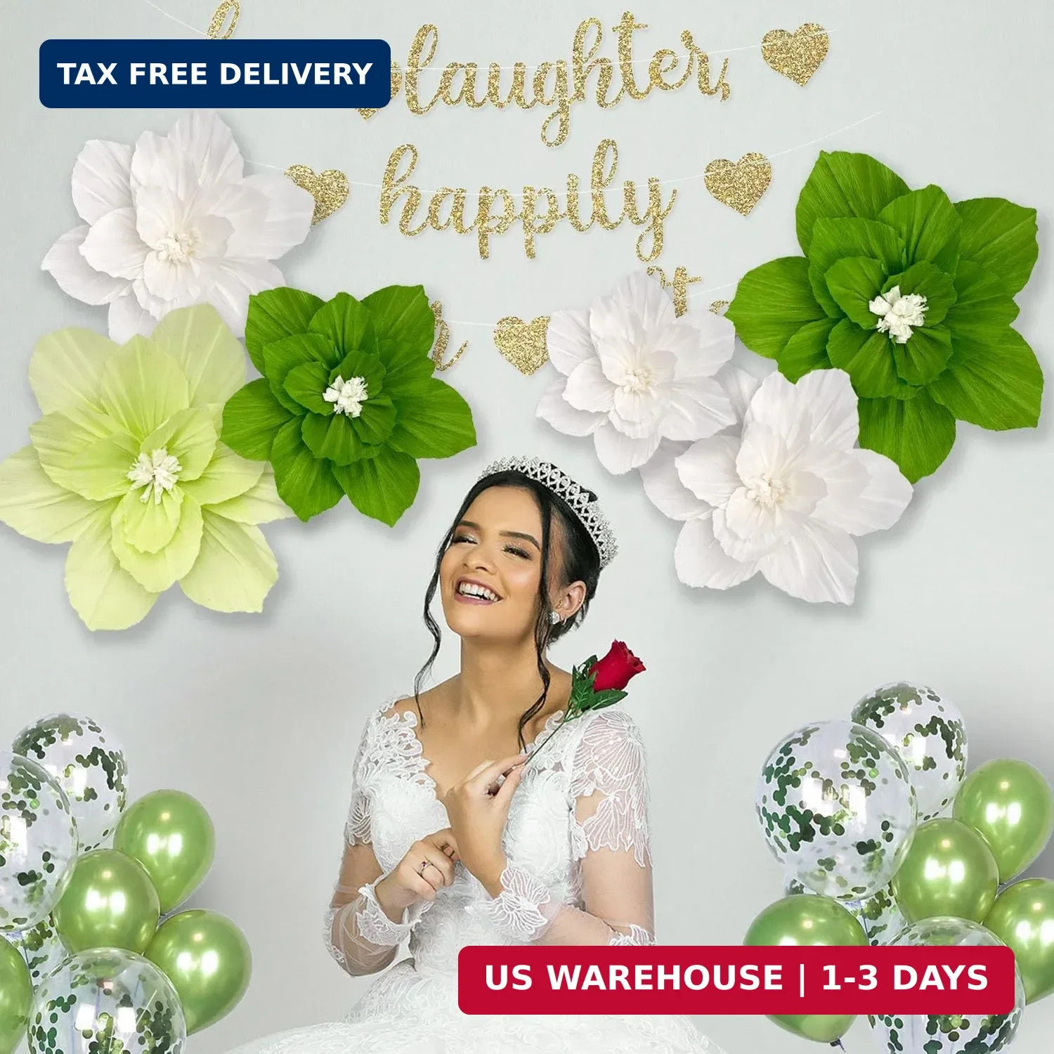 6PCS Paper Flowers Artificial Wall Decor 3D Tissue Paper Flowers Wedding Birthda