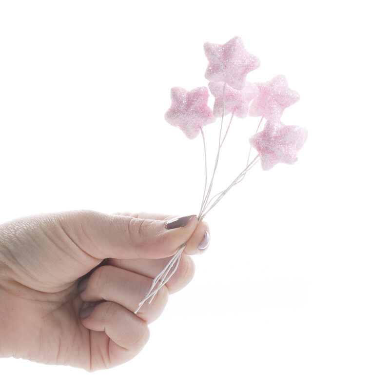 Individual Iridescent Pink Glittered Star