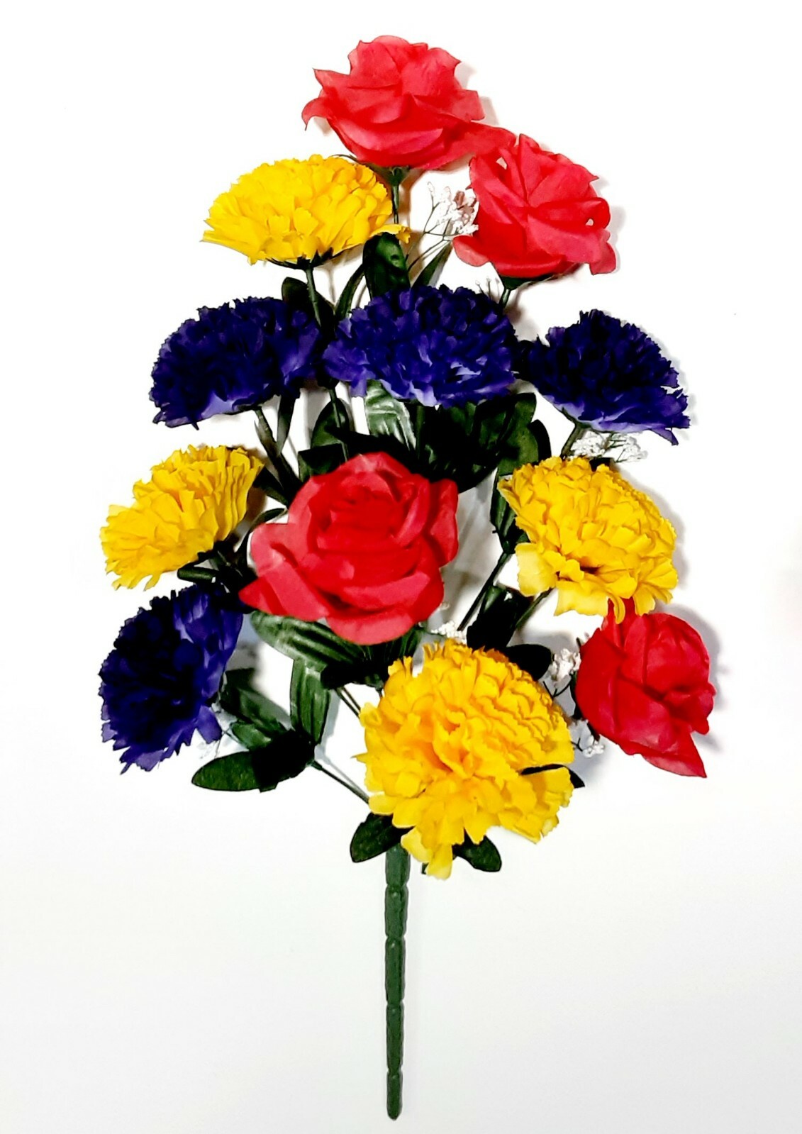 Yellow Purple Carnation Beauty Rose 19″ Silk Flower Bush Home Yard Craft US #189