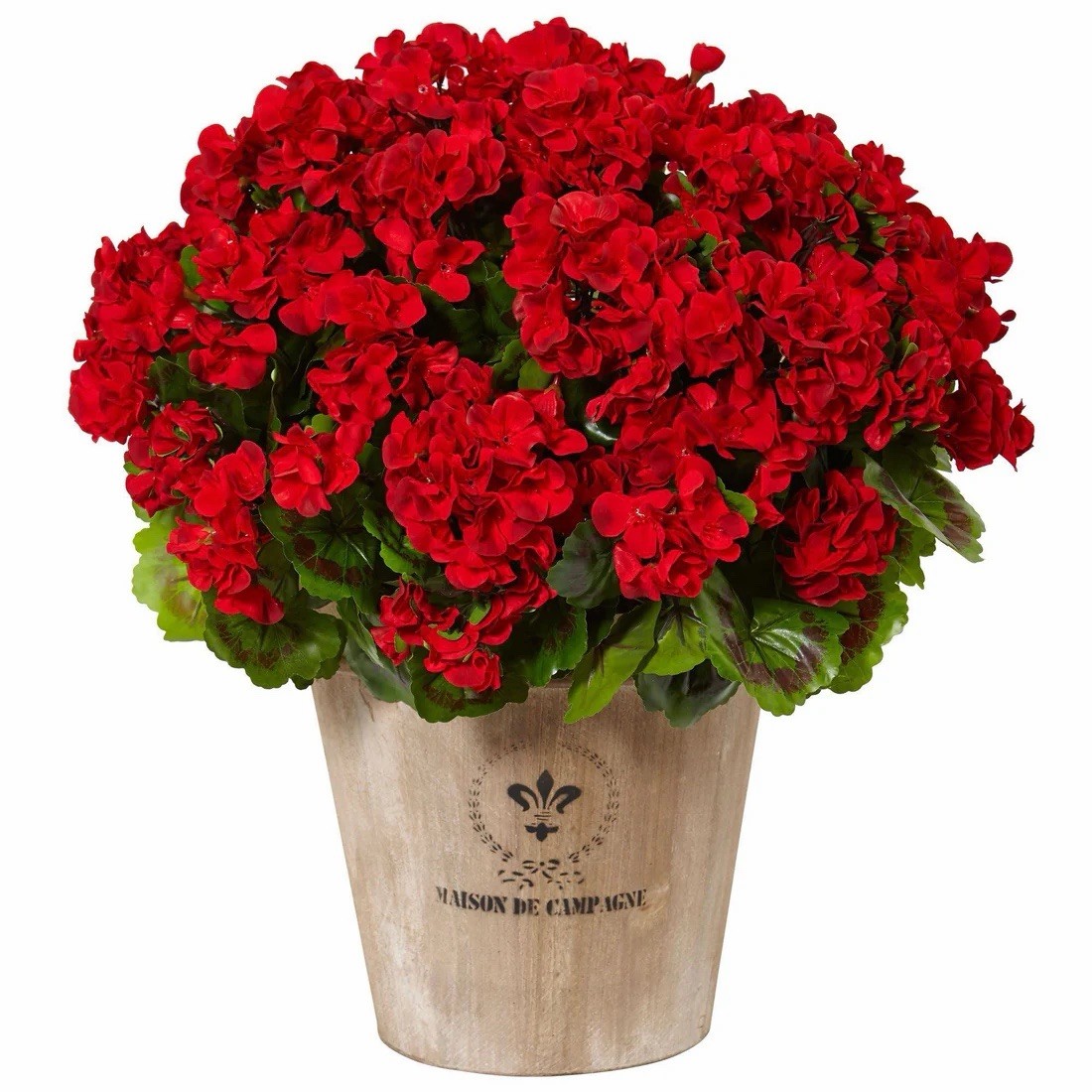 22” Artificial Geranium in Farmhouse Planter UV Resistant (Indoor/Outdoor)