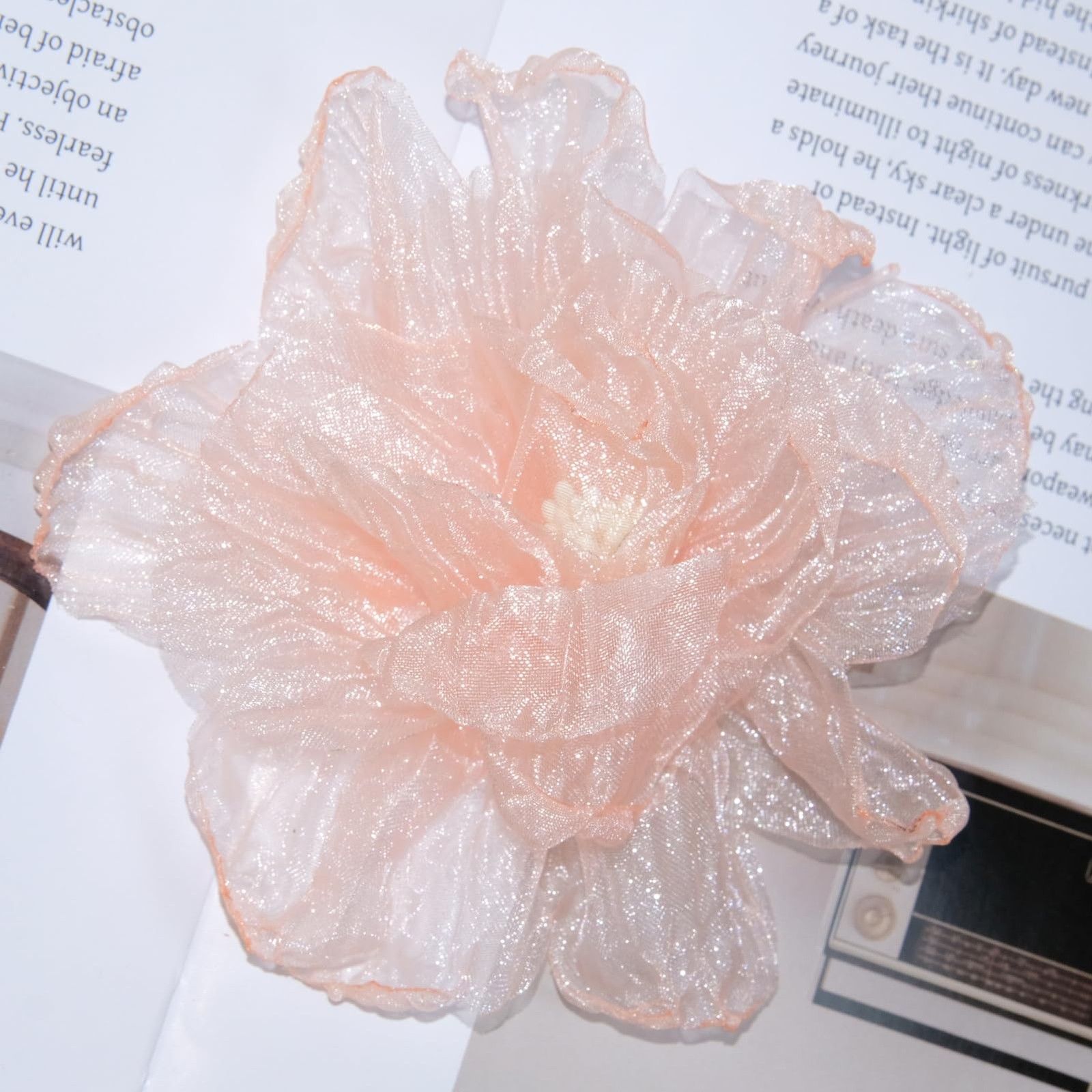 Khaki Pink Organza Flowers 10pcs 3D Shape Flower Sew On Fabric Ribbon Flower …