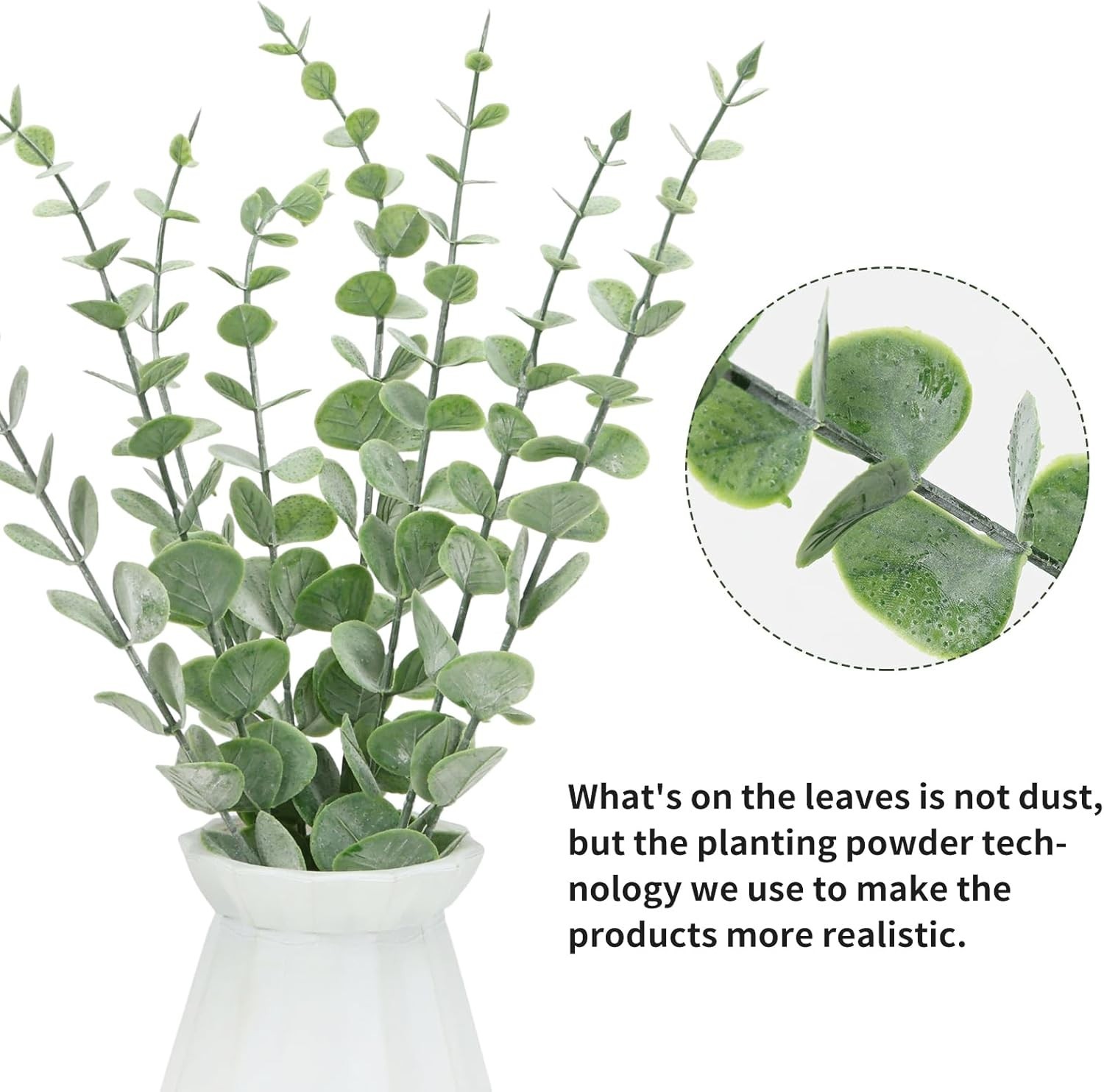 8pcs Grey Green Artificial Eucalyptus Stems – 14.1 Inch Floral Decor for Wedd…