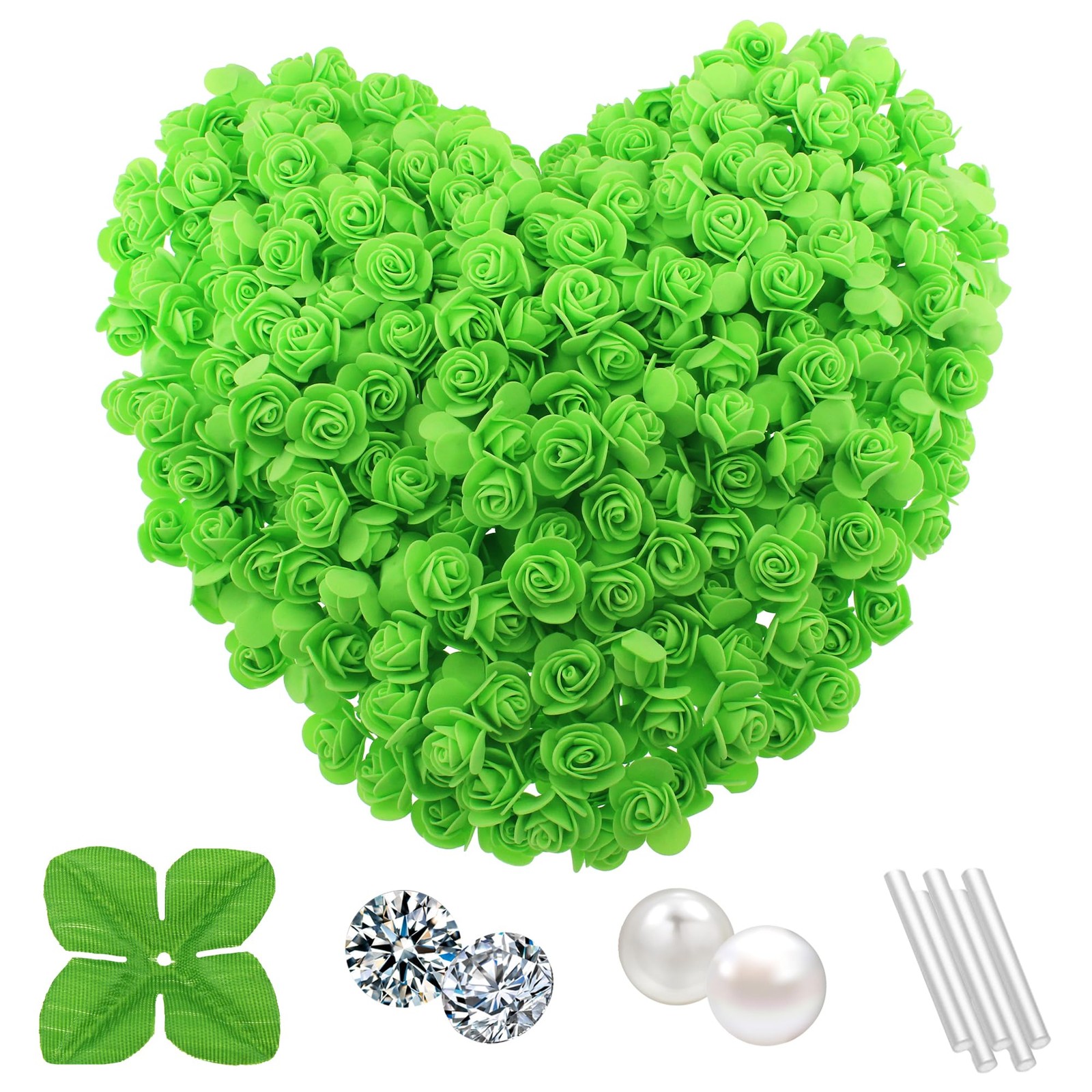 500 Pcs 1.4 Inch Mini Artificial Flowers Head Bulk 5 in 1 Set Faux Foam Fake …