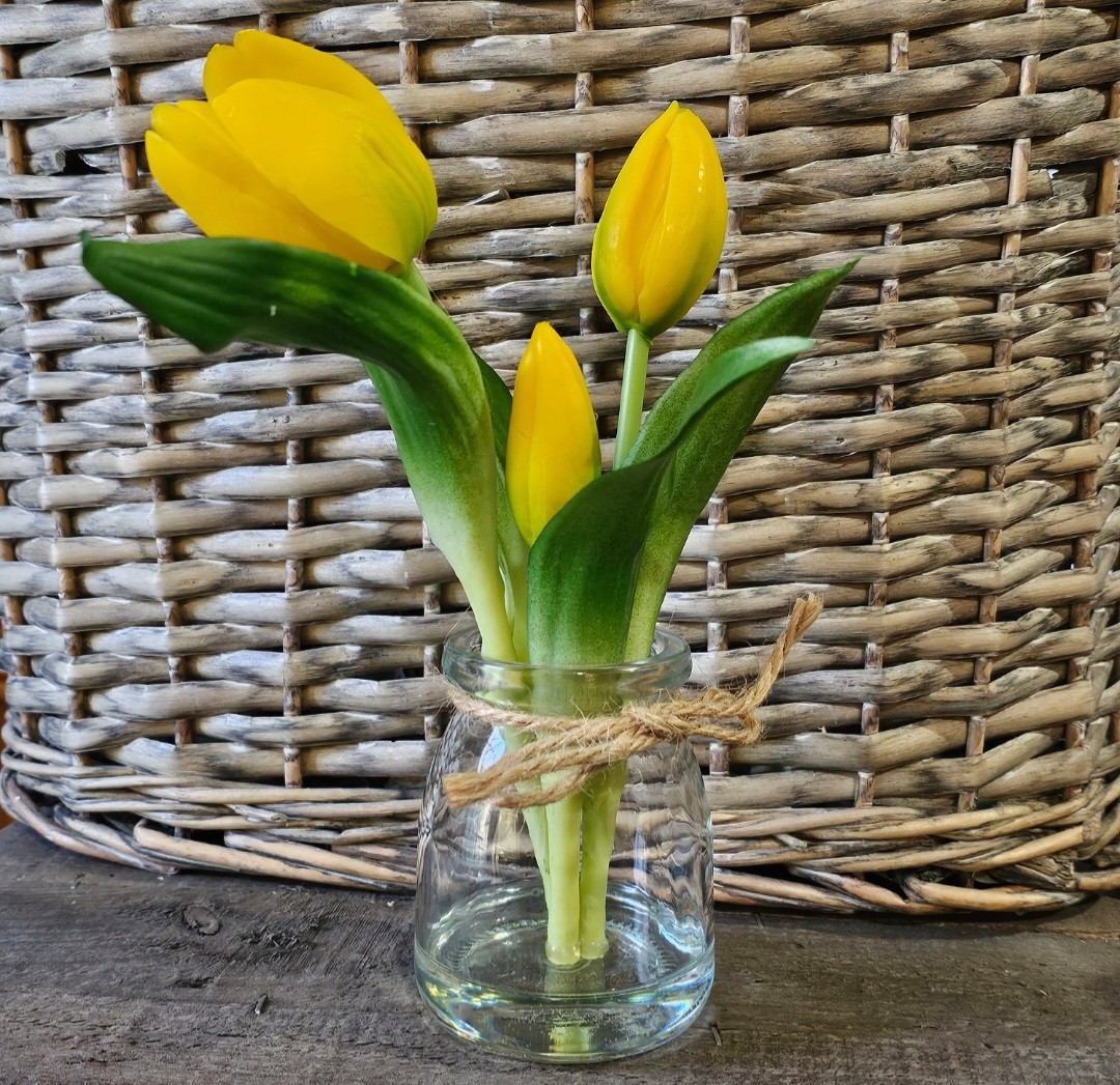 Real Touch Artificial Tulip in a vase FAKE WATER flowers LOOK REAL Spring Decor