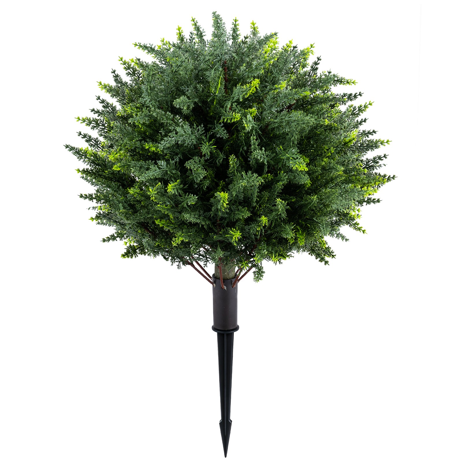 2PCS 27.5” Artificial Cypress Topiary Trees w/Ground Spikes for Indoor & Outdoor