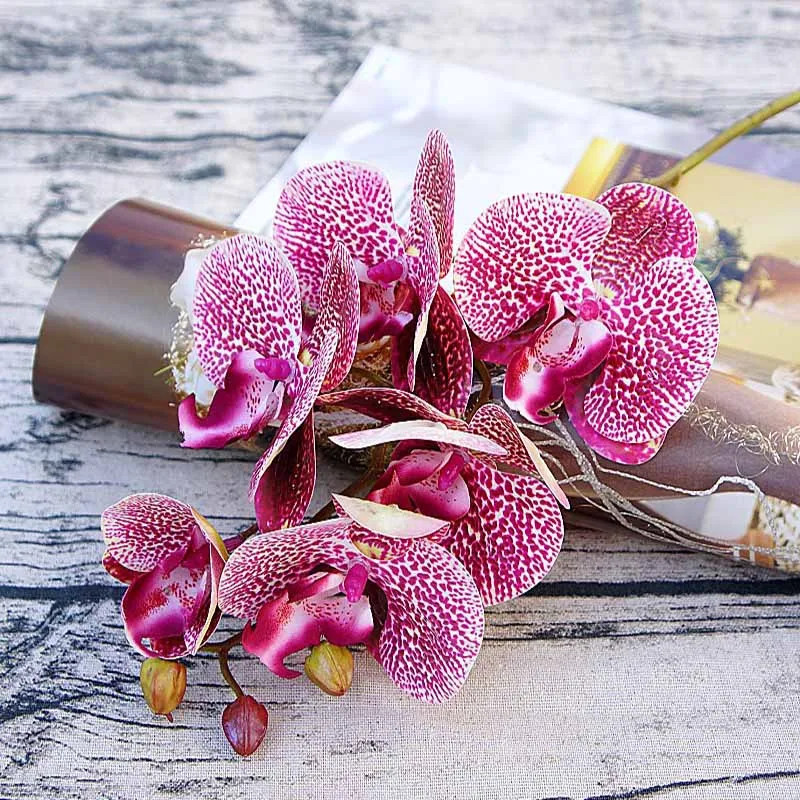 Artificial Flower 3d Small Butterfly Orchid 6 Heads/bundle Fake Home Drapery Diy
