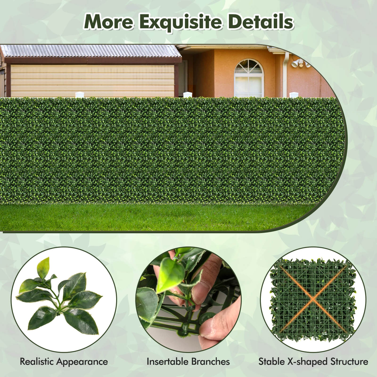 12 Pcs 20″ x 20″ Faux Topiary Gardenia Shrub Grass Panels w/Insertable Branches