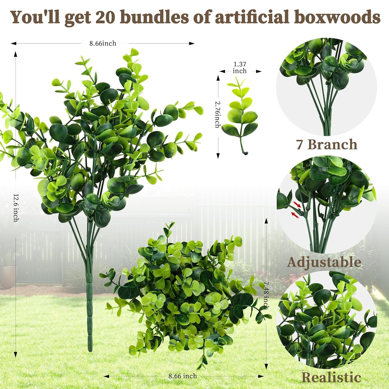 Artificial Boxwood Plants 20 Bundles Fake Outdoor Plants Boxwood Plant