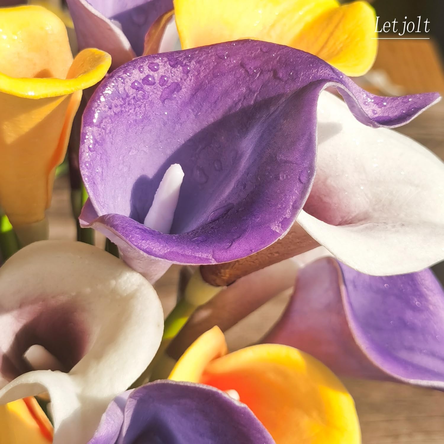 Letjolt Purple Calla Lily 20Pcs Artificial Flowers Bouquet for Wedding Bride Sho