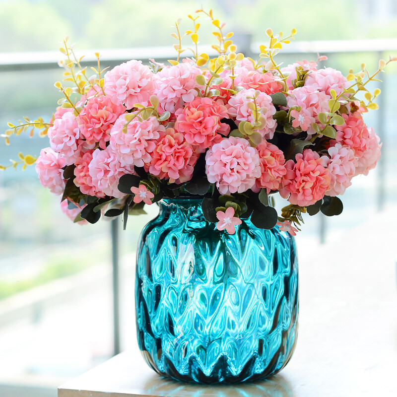 10 Heads Fake Flowers Artificial Silk Hydrangea Wedding Bouquet Party Decor