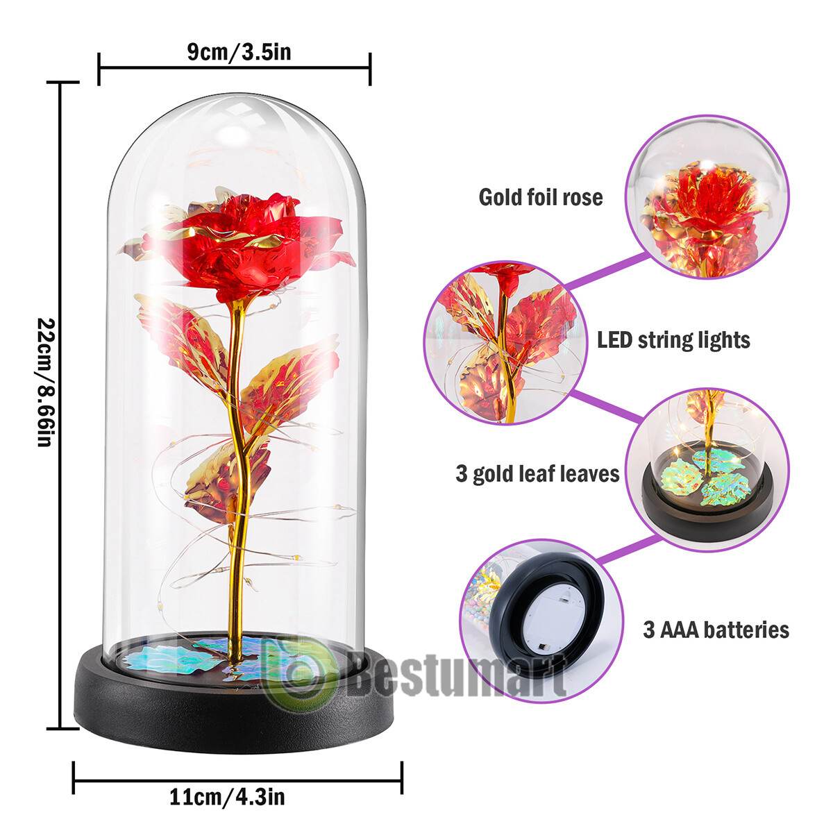 Valentines Day Gifts for Her – Crystal Galaxy Enchanted LED in Glass Rose Gifts