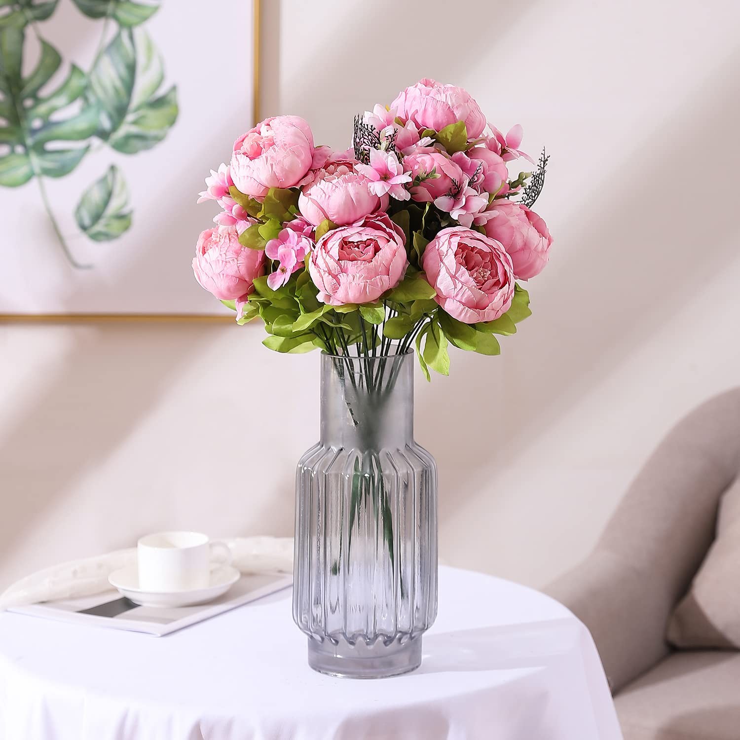 1 PCS Spring Artificial Silk Peony Bouquet Light Pink Wedding Home Decoration