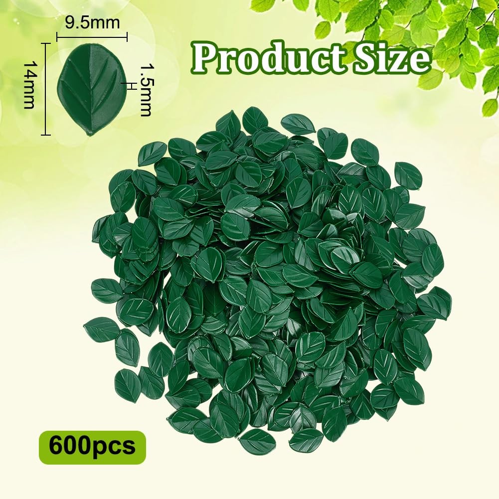 600 PCS Artificial Fake Mint Leaves Realistic Plastic Green Leaf Craft Props