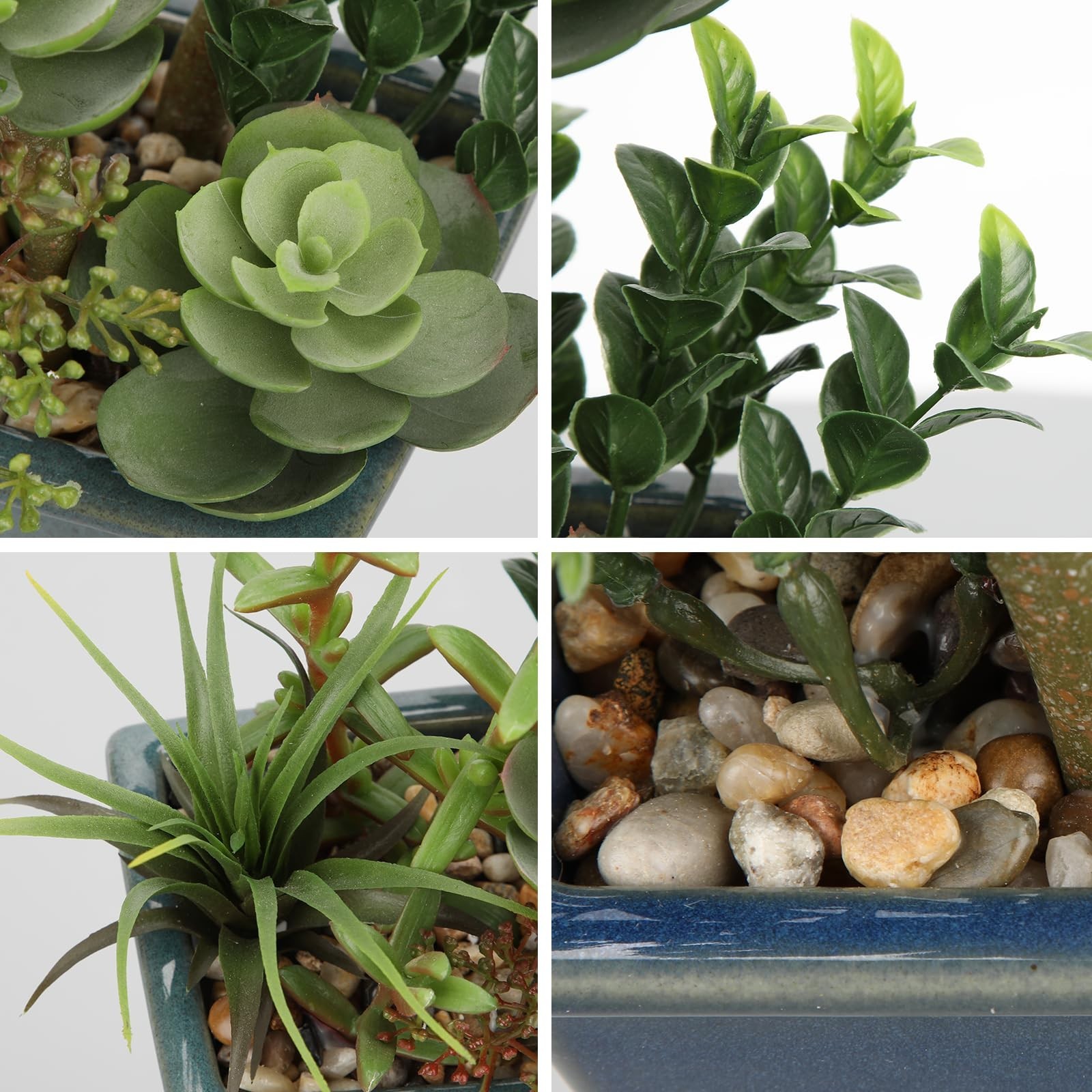 Assorted Small Faux Succulents in Glazed Ceramic Pots – Perfect Desk & Home Deco