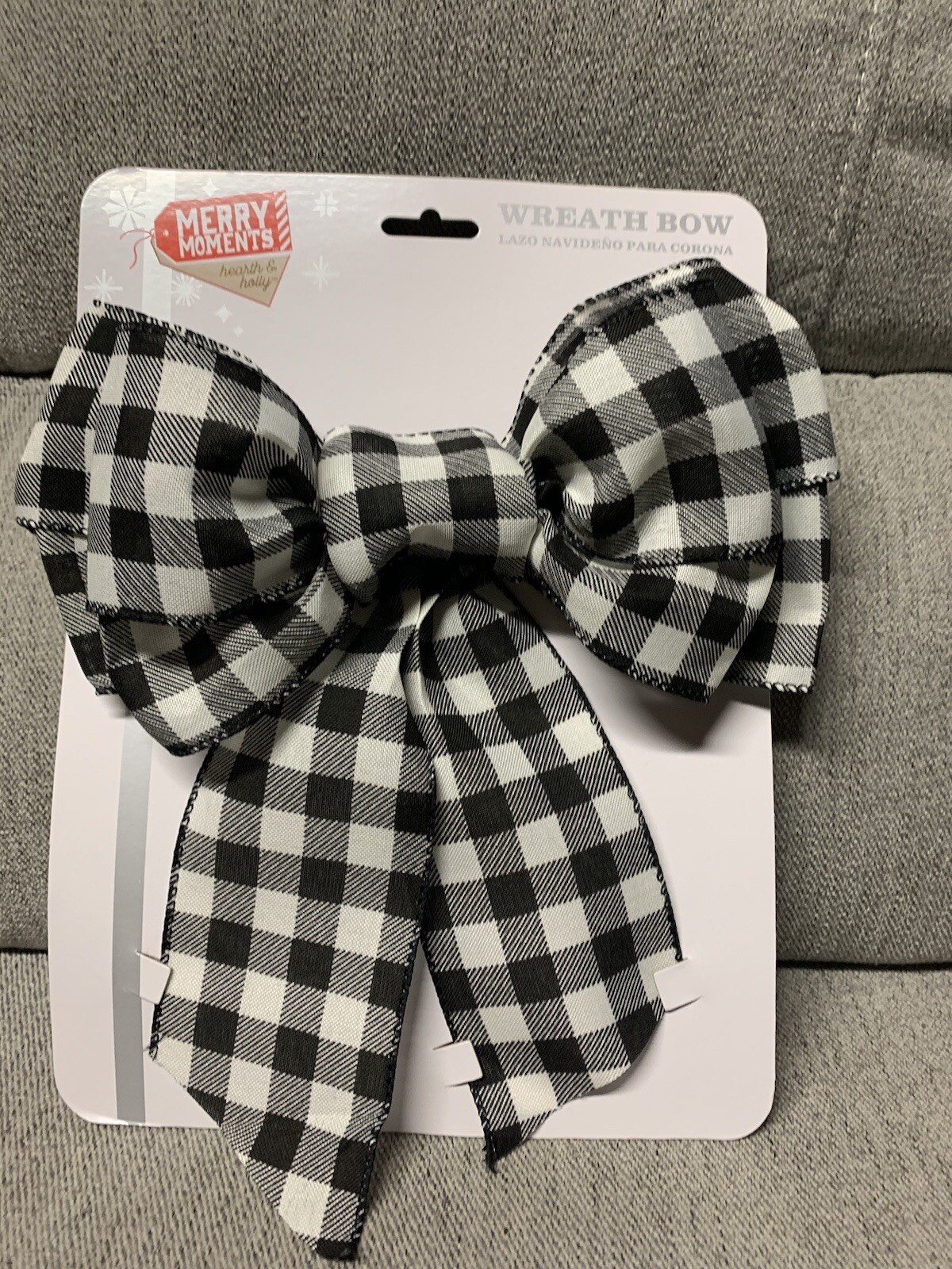 BUFFALO CHECK FARMHOUSE BOW WIRED RIBBON WREATH LANTERN NEW
