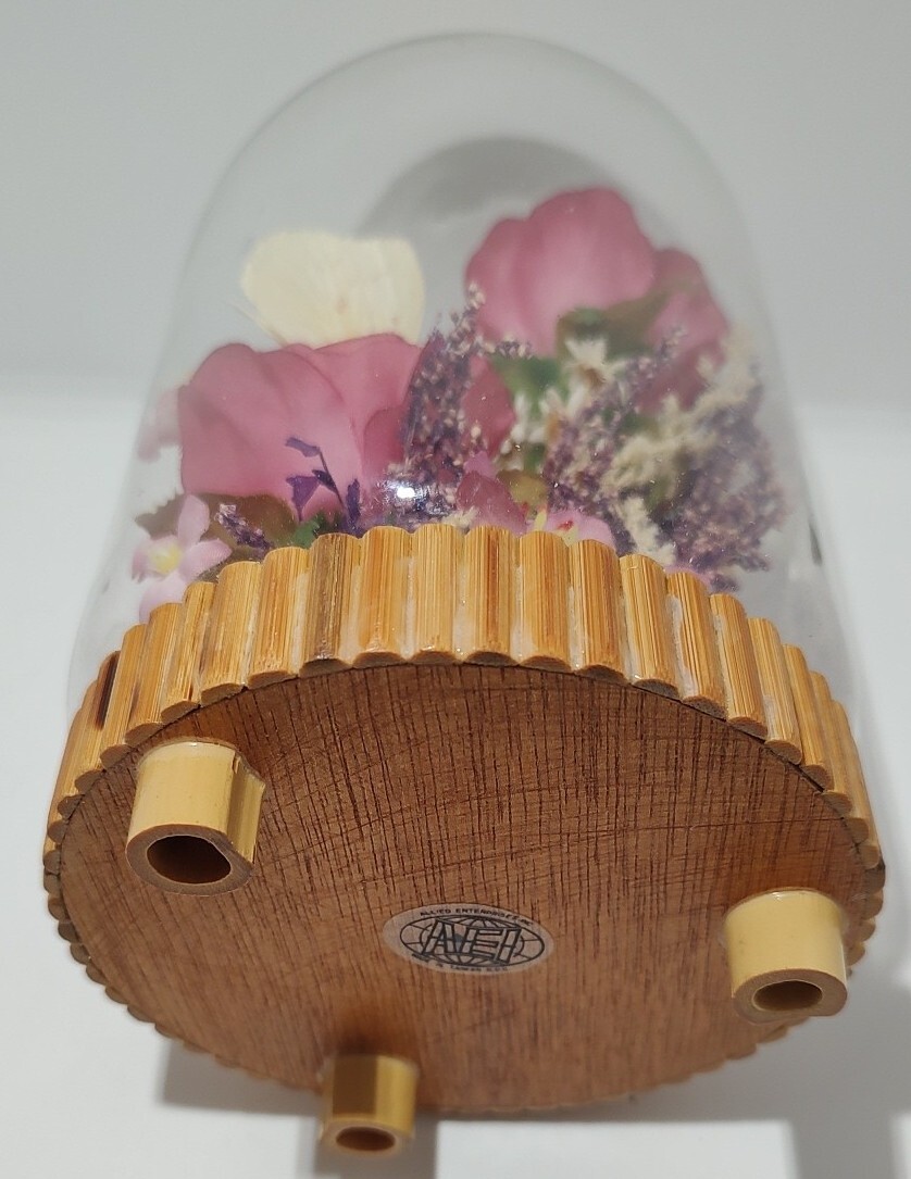 Vintage Plastic and Dried Flowers in Cloche Allied Enterprises Inc. 8.5 inches