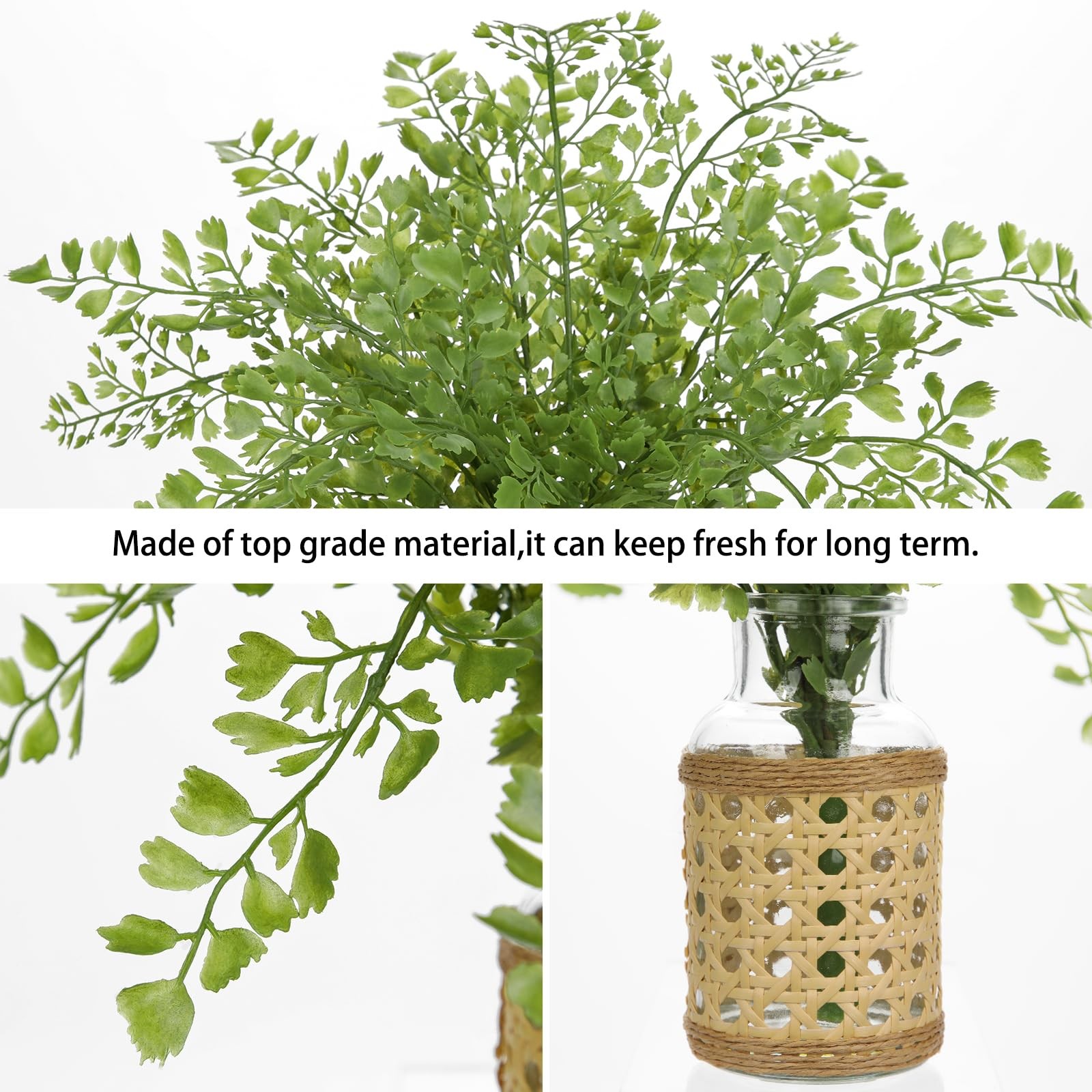 Faux Greenery Stems in Vase Aritificial Fern Plant in Glass Vase with Faux Wa…