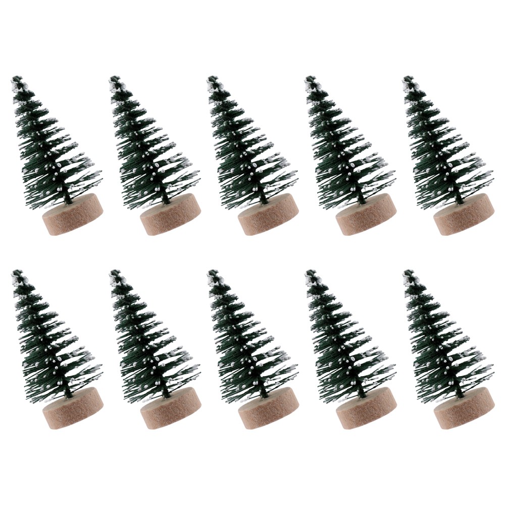 10Pcs Small Xmas Trees Green Fake Tabletop Decorative Pine for Holiday Party