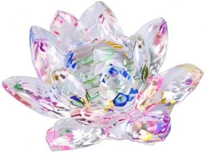 Sparkling Crystal Lotus Flower Sun Catcher – 3″ Multicolor Feng Shui Decor